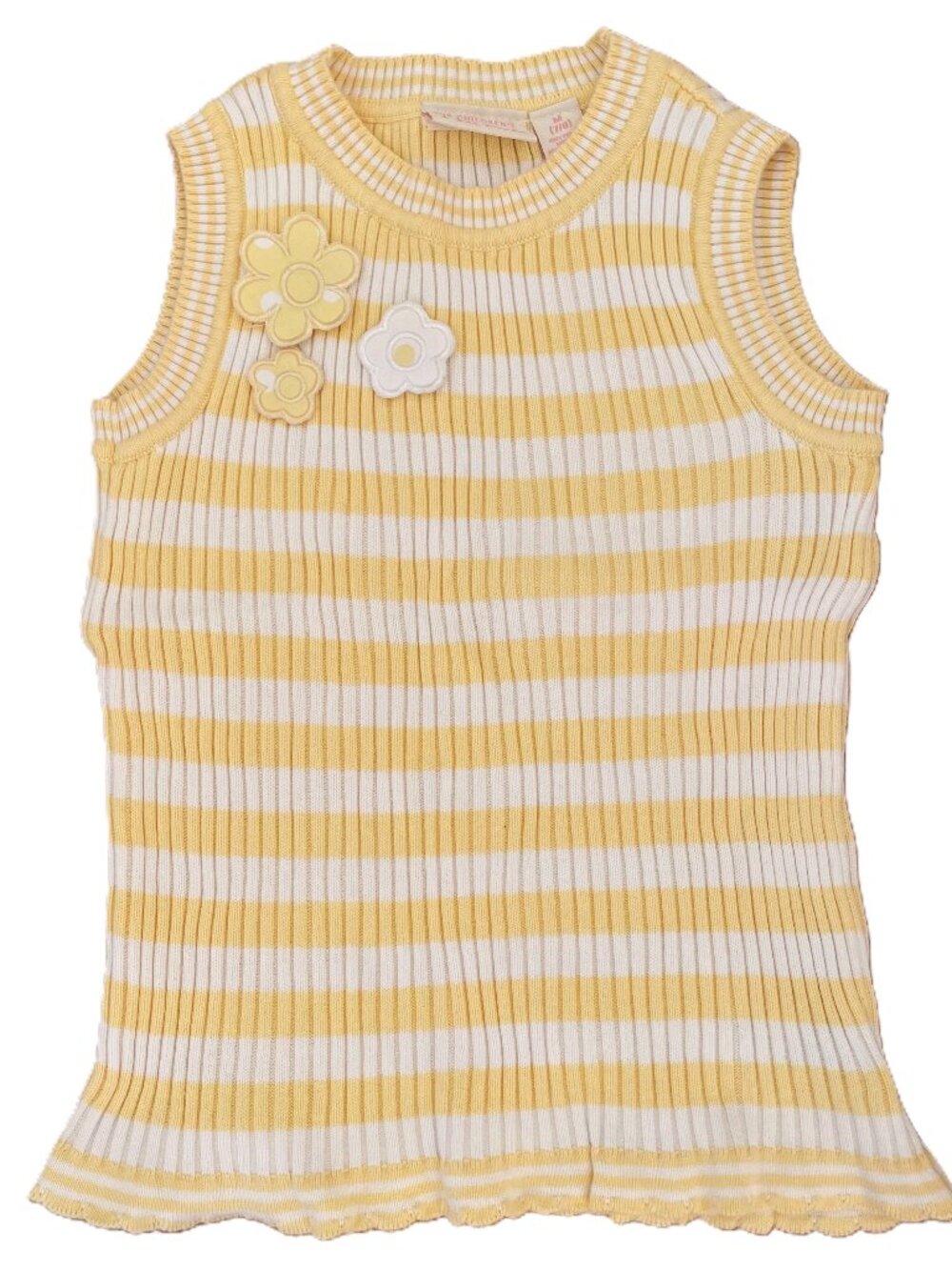 VTG 2000s Children's Place Yellow Striped Floral Knit Tank Top Size M 7/8